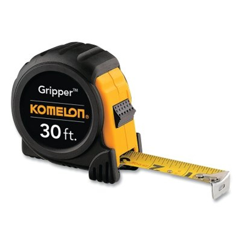 Komelon USA Gripper™ Series Power Tape, 1 in W x 30 ft L, SAE, Acrylic Coated Yellow Blade, Yellow/Black Case