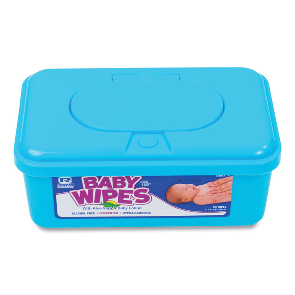 AMERCAREROYAL RPBWU-80 Baby Wipes Tub, Unscented, White, 80/Tub, 12 Tubs/Carton