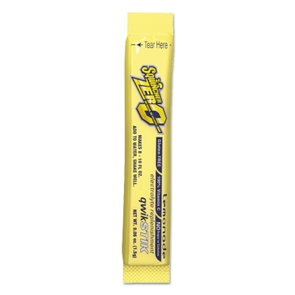 Sqwincher® Qwik Stik® ZERO Sugar, 0.06 oz, Pack, Yields 10 oz, Lemonade