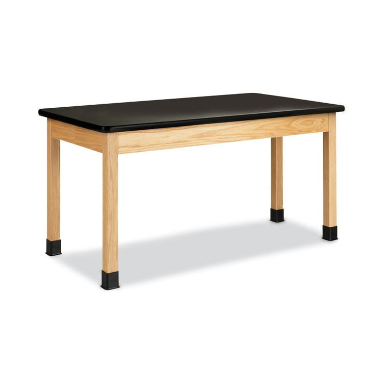 DIVERSIFIED WOODCRAFTS, INC. Spaces™ P7142BK30N Classroom Science Table, 60w x 30d x 30h, Black ChemGuard High Pressure Laminate (HPL) Top, Oak Base