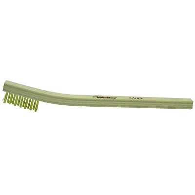 Weiler® Small Hand Scratch Brush, 7-1/2 in, 3 X 7 Rows, Brass Wire, Curved Wood Handle