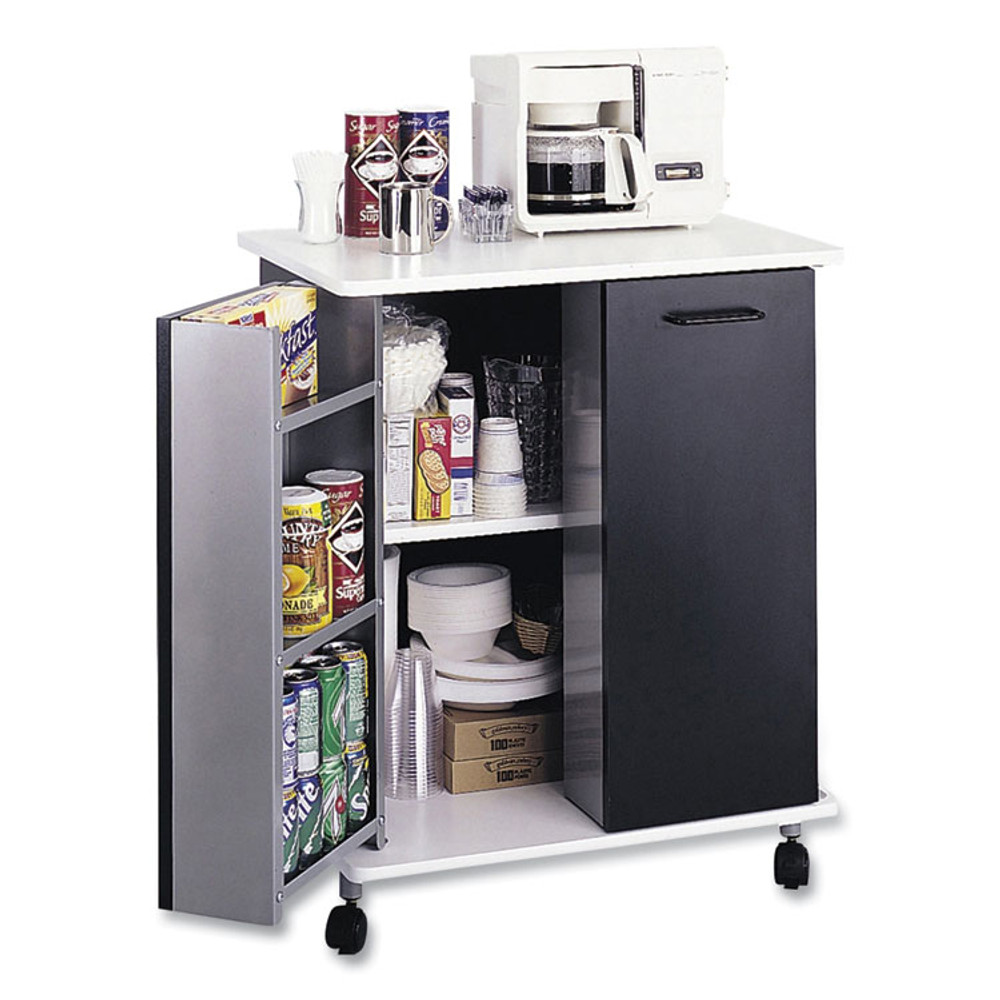 SAFCO PRODUCTS 8963BL Refreshment Stand, Engineered Wood, 9 Shelves, 29.5" x 22.75" x 33.25", Black/White