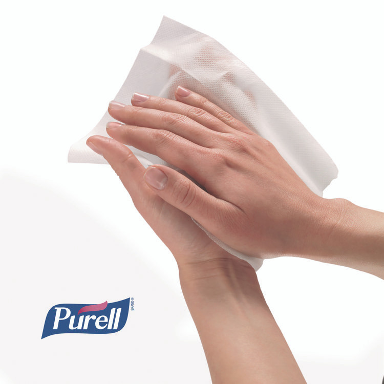 GO-JO INDUSTRIES PURELL® 902712BX Cottony Soft Individually Wrapped Sanitizing Hand Wipes, 5 x 7, Unscented, White, 120/Box