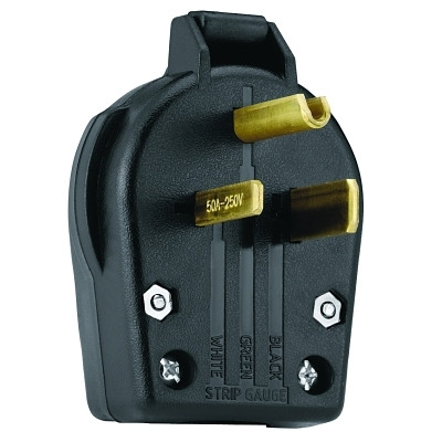 Eaton Crouse-Hinds Plug and Receptacle, Angled Male Power Plug, Non-Grounding, Straight Blade, Universal, NEMA 6-30P/6-50P