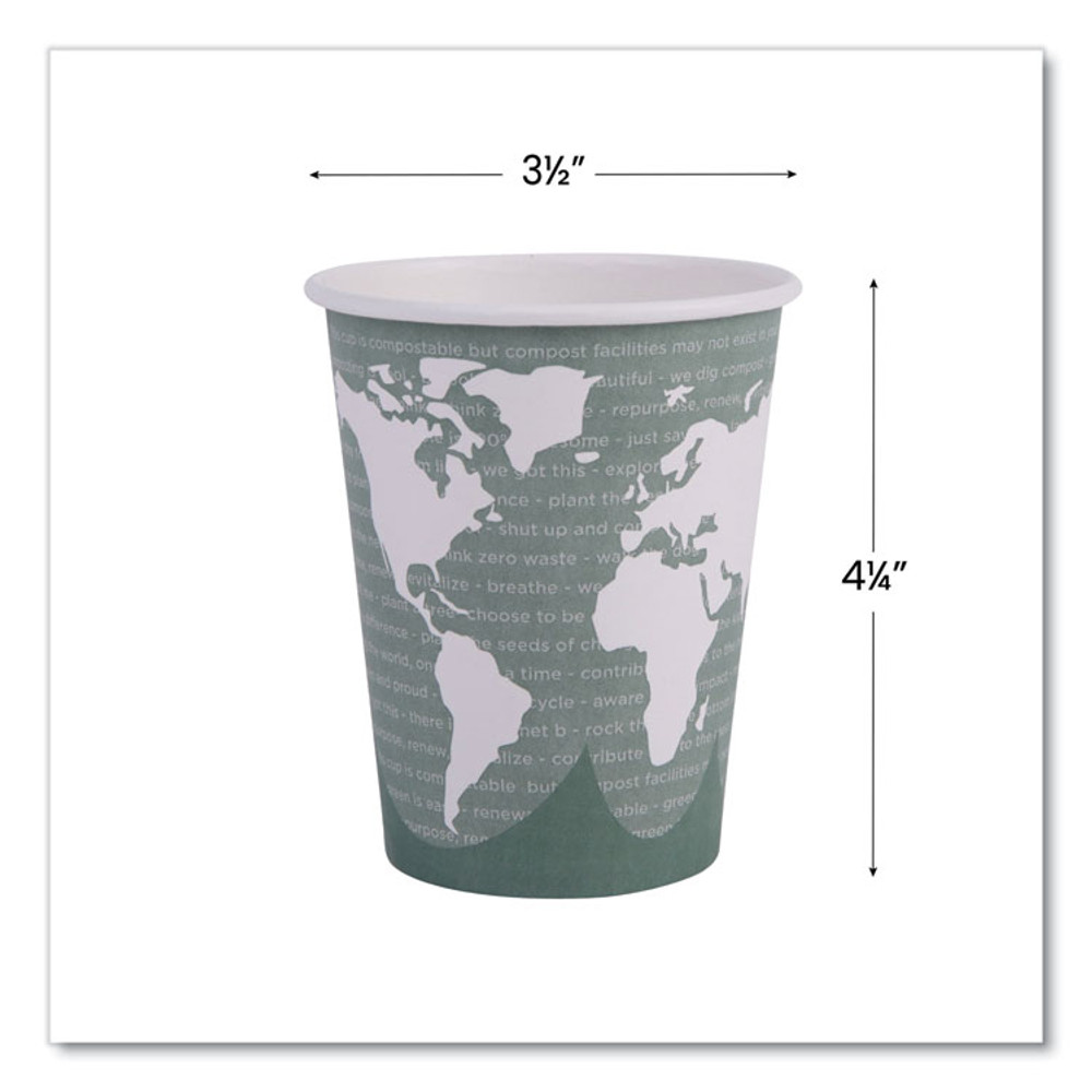 ECO-PRODUCTS,INC. EPBHC12WAPK World Art Renewable and Compostable Hot Cups, 12 oz, Paper, Gray, 50/Pack