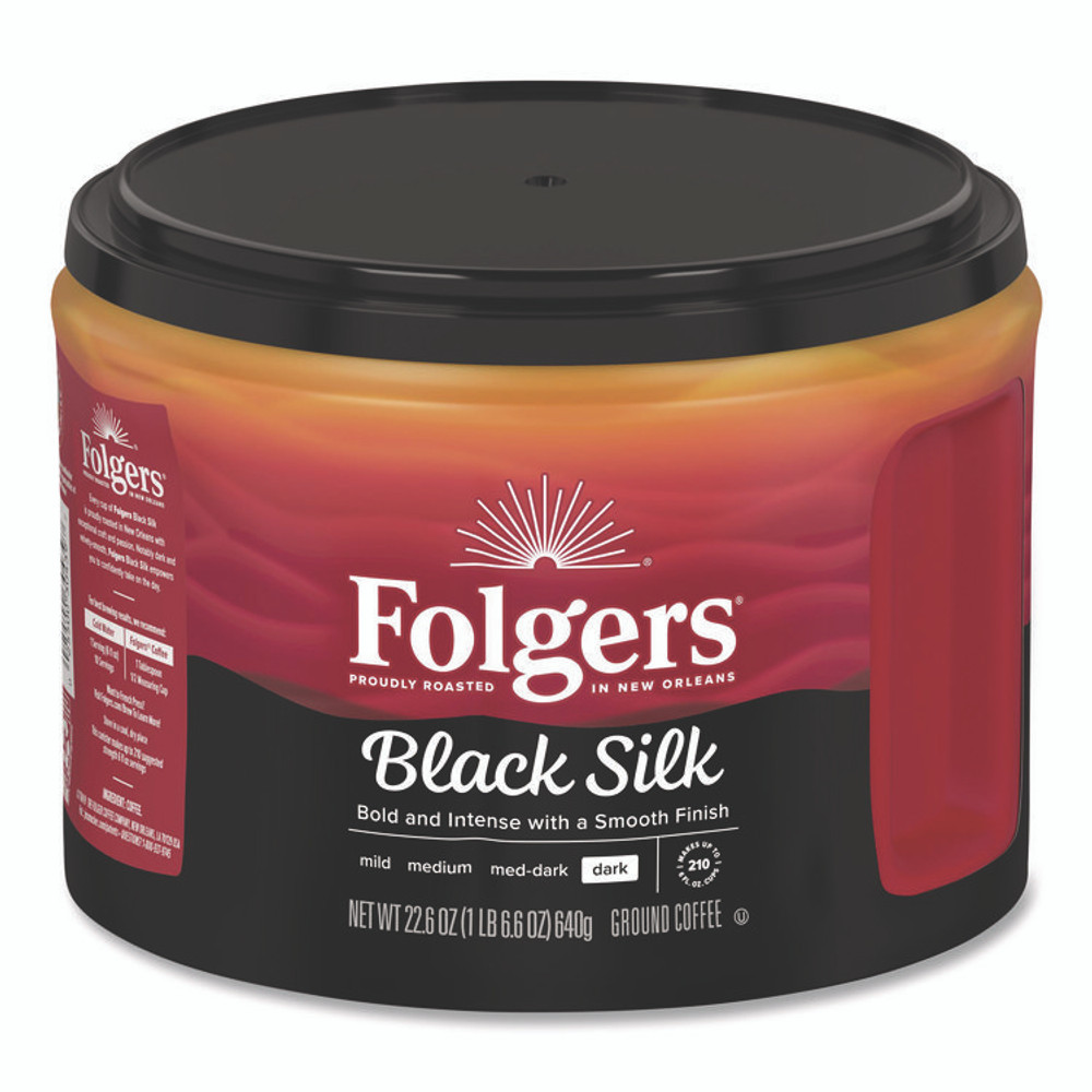 KEURIG DR PEPPER Folgers® 20540 Black Silk Ground Coffee, 22.6 oz Canister