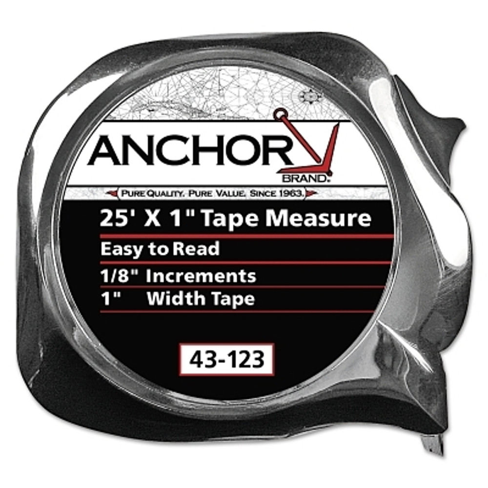 ORS Nasco Anchor Brand Easy to Read Tape Measure, 3/4 in x 16 ft, Chrome