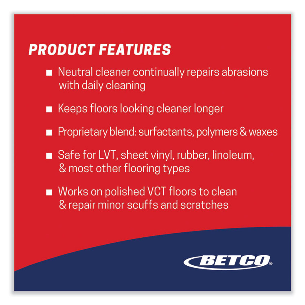 BETCO CORPORATION 16830400 Reinforce Floor Cleaner and Protectant, Lemon Scent, 1 gal Bottle, 4/Carton