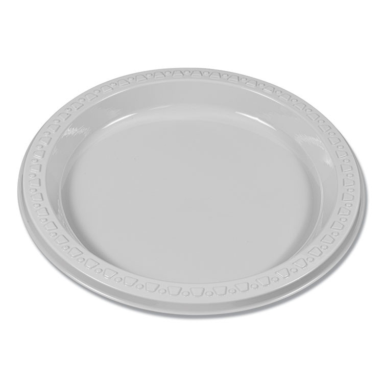 TABLEMATE PRODUCTS, CO. 7644WH Plastic Dinnerware, Plates, 7" dia, White, 125/Pack