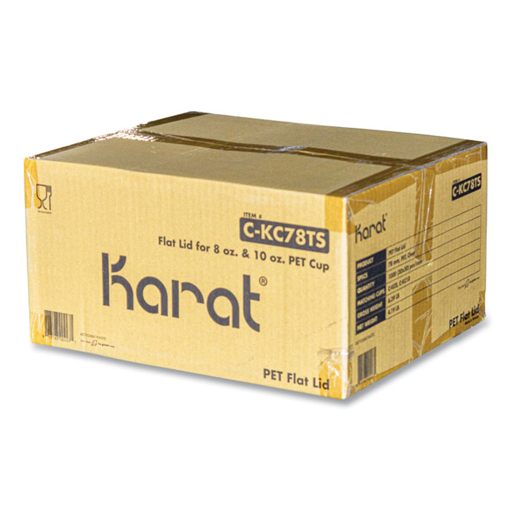 KARAT BY LOLLICUP CKC78TS PET Lids, Fits 8 oz to 10 oz Cold Cups, X Straw Hole, Clear, 1,000/Carton