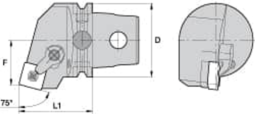 Kennametal 2265297 Modular Turning & Profiling Cutting Unit Head: Size KM63, 60 mm Head Length, External, Left Hand