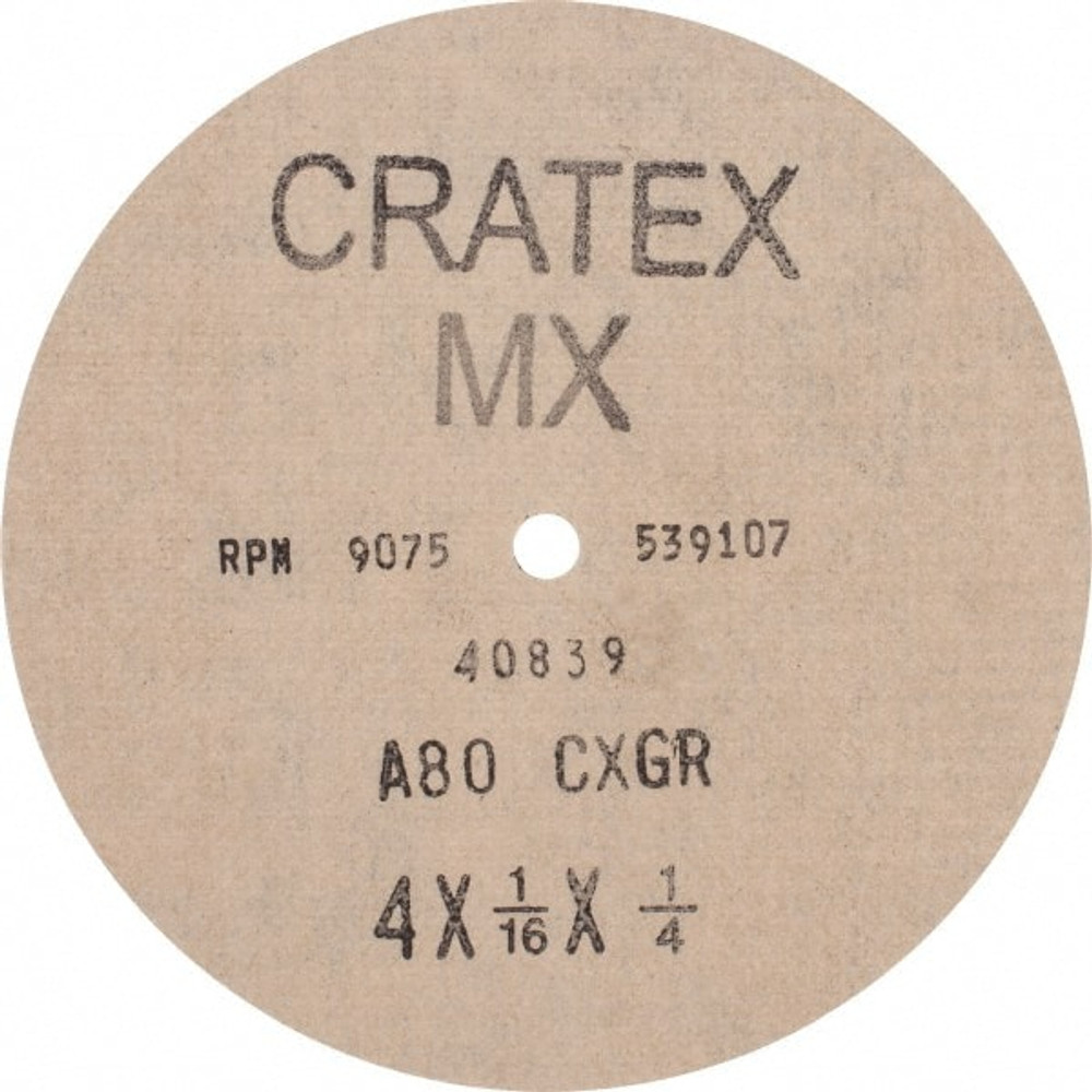 Cratex 40839 Fiber Disc: 4" Disc Dia, 1/4" Hole, 80 Grit, Aluminum Oxide