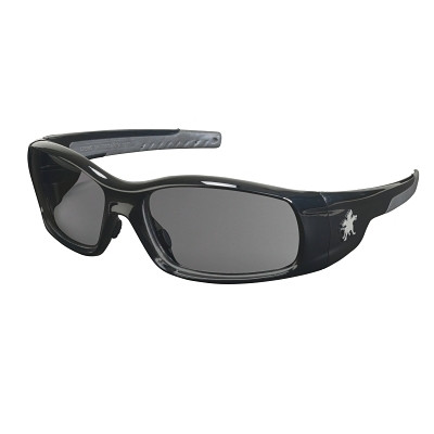 MCR Safety Swagger® SR1 Series Safety Glasses, Gray Lens, Polycarbonate, Black Frame, Polycarbonate