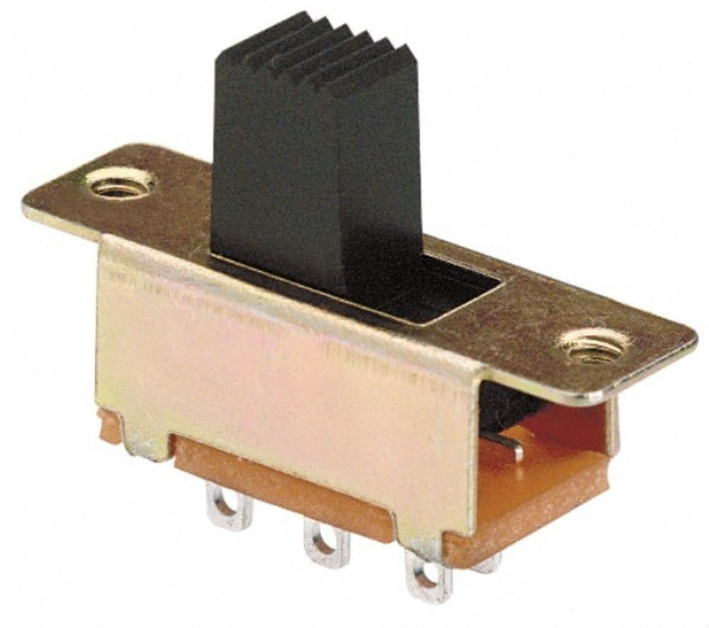 GC/Waldom 35-210 Slide Switches; Amperage: 3 @ 250 VAC; 6 @ 125 VAC ; Contact Form: SPDT ; Switch Sequence: On-On ; Switch Housing Material: Plastic ; Terminal Type: PC Lug