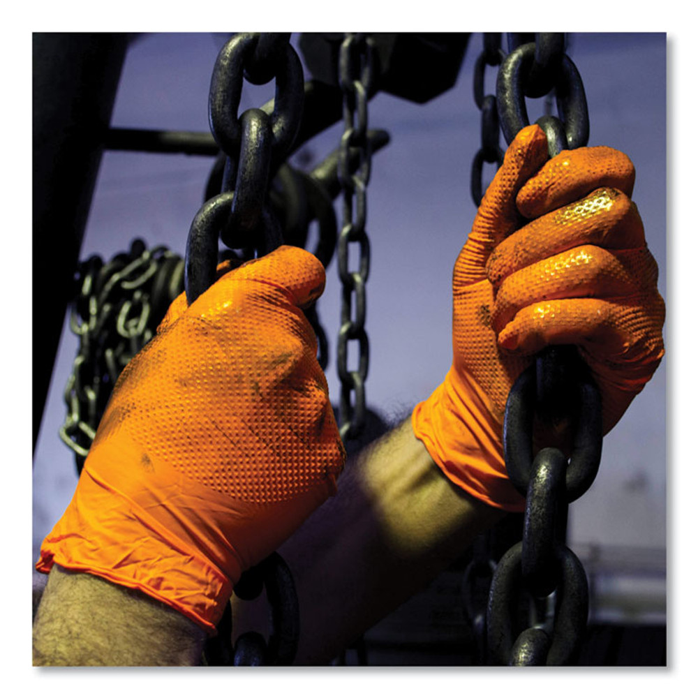 AMMEX CORPORATION GloveWorks® by GWON49100CT Heavy-Duty Industrial Nitrile Gloves, Powder-Free, XX-Large, 8 mil Thick, 9.5" Long, Orange, 100/Box, 10 Boxes/Carton