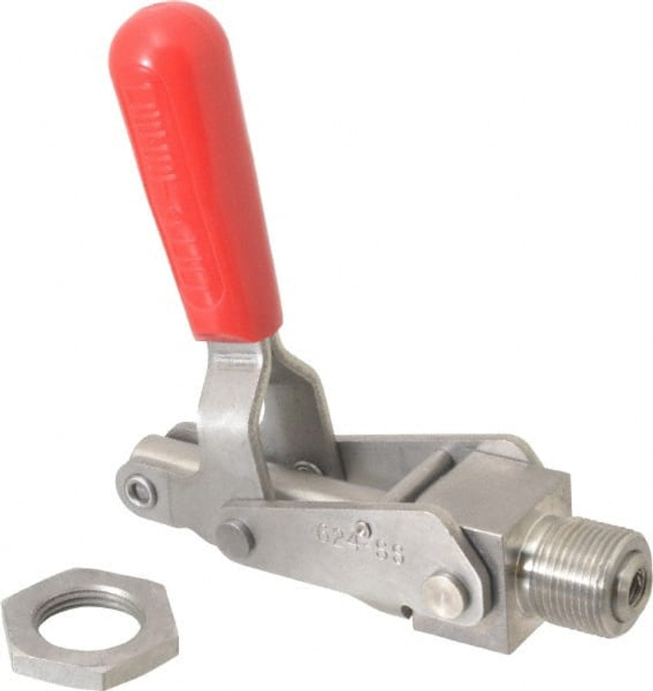 De-Sta-Co 624-SS Standard Straight Line Action Clamp: 700 lb Load Capacity, 2.63" Plunger Travel, Mounting Plate Base, Stainless Steel