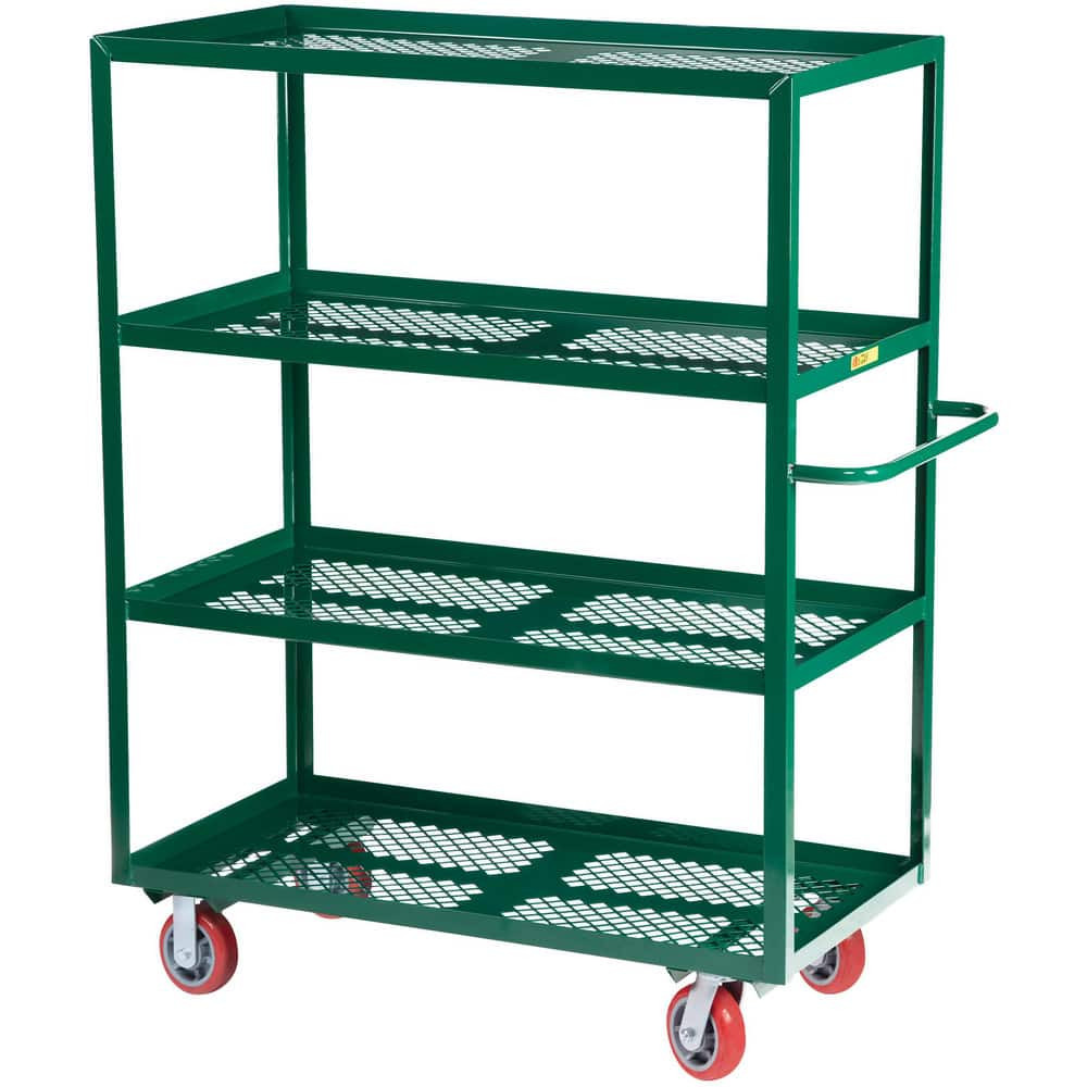 Little Giant. 4MLP-3060-6PY-G Carts; Cart Type: Multi-Shelf Nursery Truck ; Caster Type: 2 Rigid; 2 Swivel ; Brake Type: No Brake ; Width (Inch): 30 ; Assembly: Comes Assembled ; Material: Steel