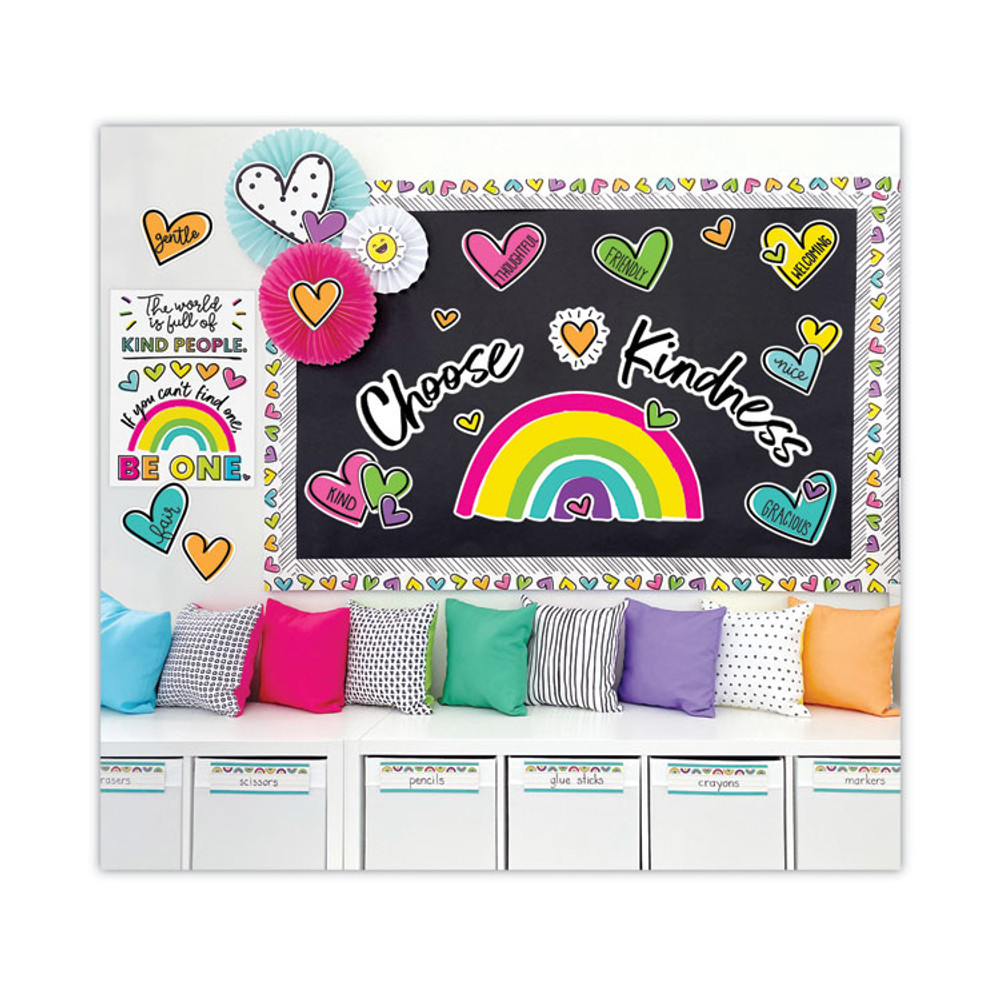 CARSON-DELLOSA EDUCATION 110524 Motivational Bulletin Board Sets, 75-Piece Set, Kind Vibes, 30" x 16", Multicolor