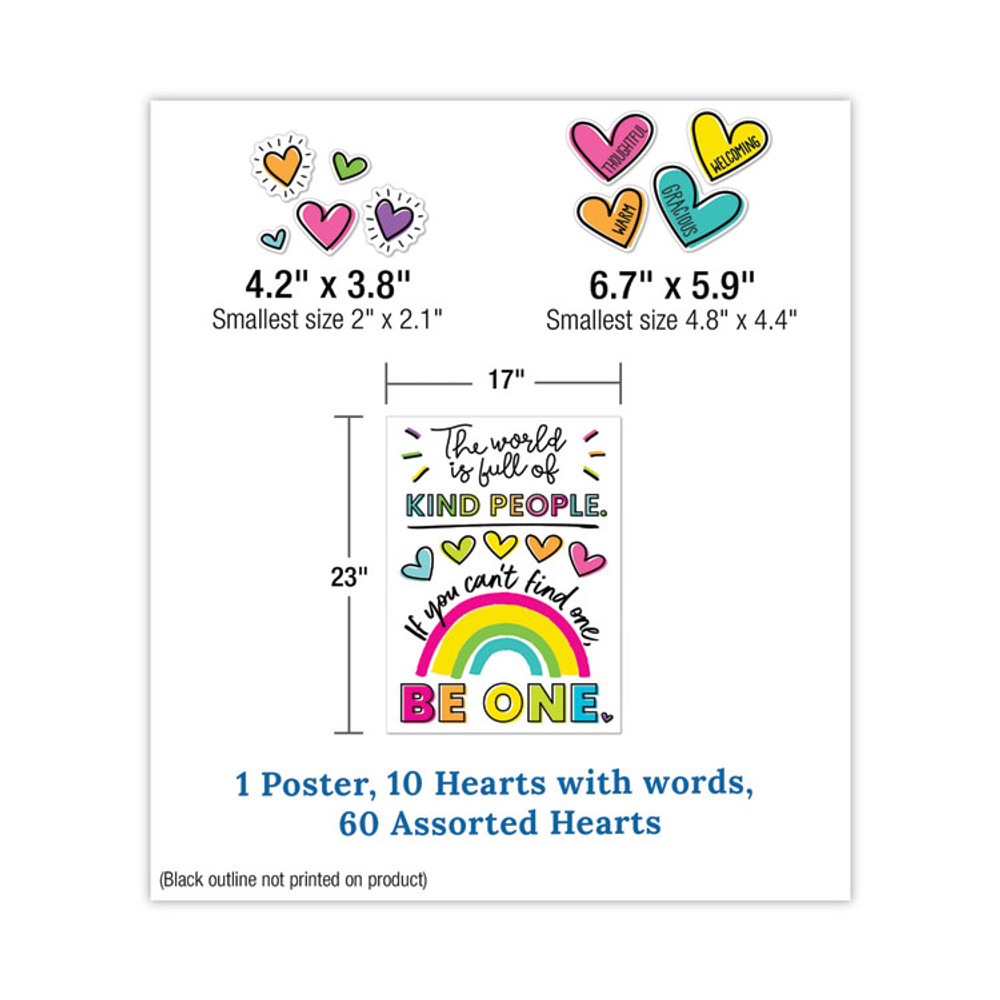 CARSON-DELLOSA EDUCATION 110524 Motivational Bulletin Board Sets, 75-Piece Set, Kind Vibes, 30" x 16", Multicolor