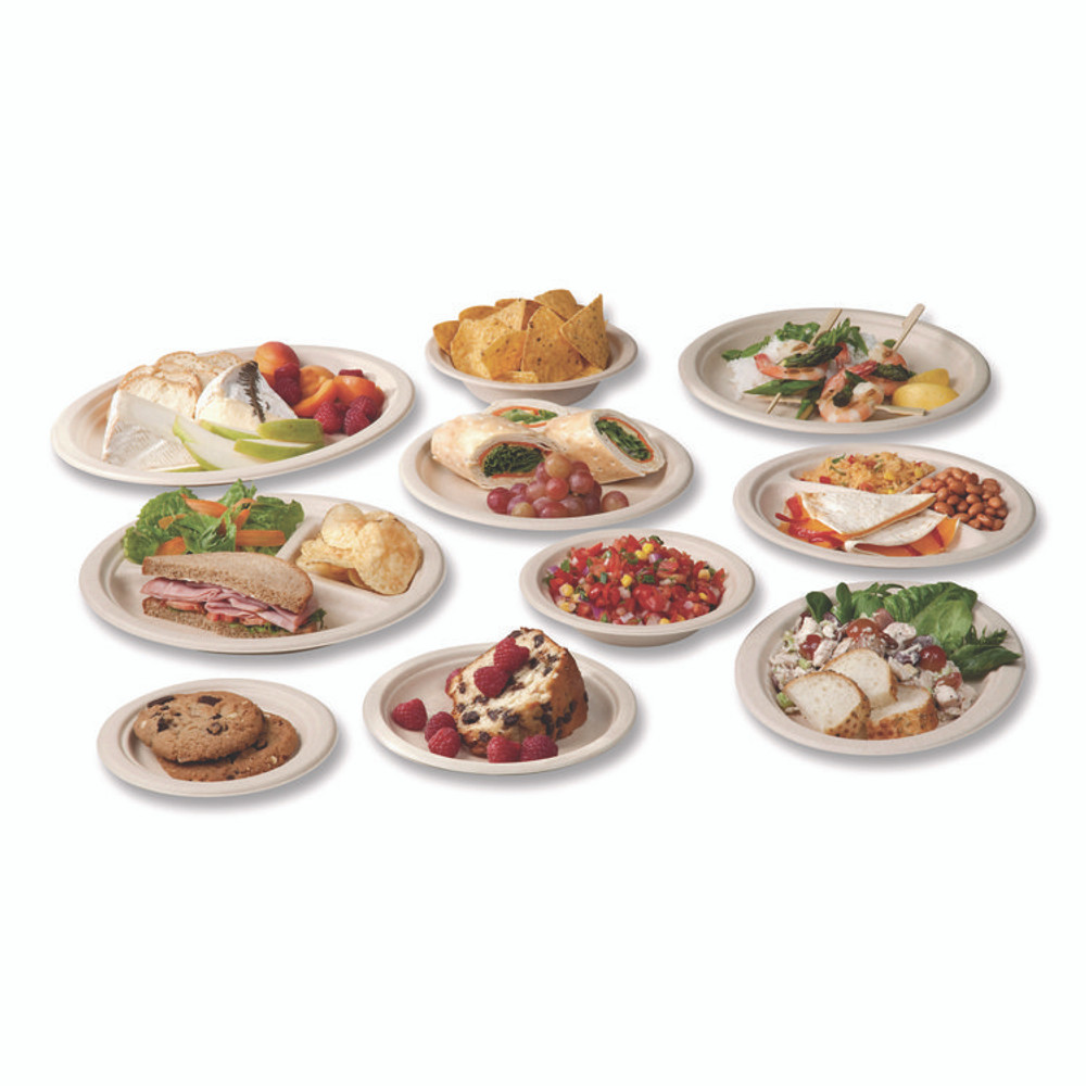 VEGWARE WH6HW Nourish Molded Fiber Takeout Containers, Compostable, 5.9 x 5.9 x 2.9, White, Sugarcane, 400/Carton