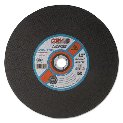 CGW Abrasives Chop Saw Type 1 Cut-Off Wheel, 14 in dia, 3/32 in Thick, 1 in Arbor, 36 Grit