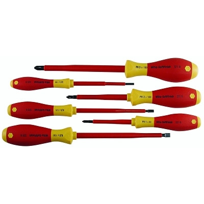 Wiha® Tools SoftFinish® Insulated Screwdriver Set, Metric, Includes 3-Phillips®/3-Slotted, 6-Pc