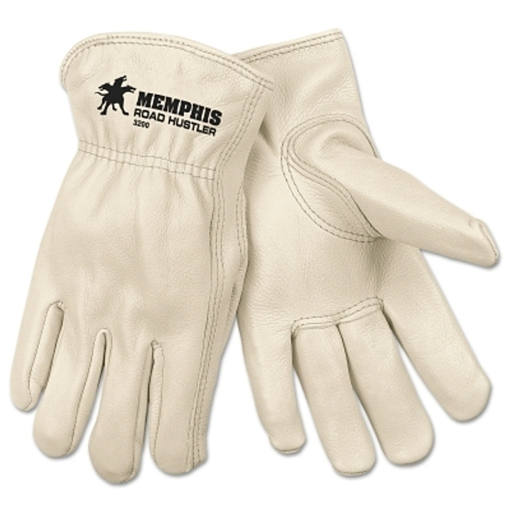 MCR Safety 3200M Unlined Drivers Gloves, Premium Grade Cowhide, Medium, Keystone Thumb, Beige