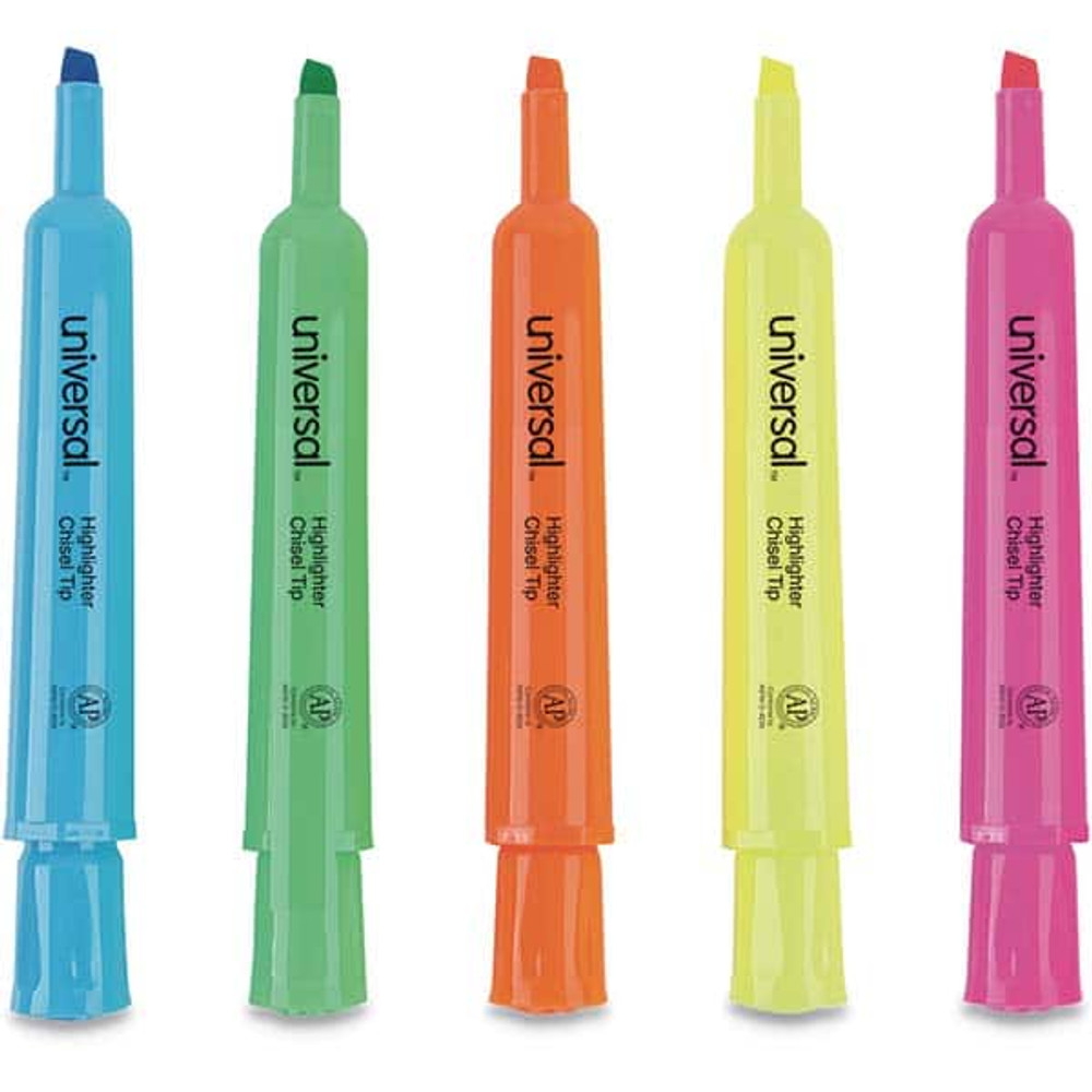 UNIVERSAL UNV08867 Highlighter Marker: Assorted Color, Fluorescent, Chisel Point