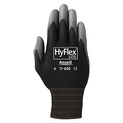 Ansell HyFlex® 11-600 Palm-Coated Gloves, Size 11, Black