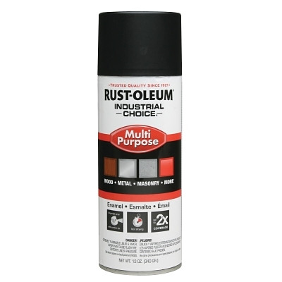 Rust-Oleum® Industrial Rust-Oleum® Industrial Choice® 1600 System Enamel Aerosols, 12 oz, Semi-Flat Black