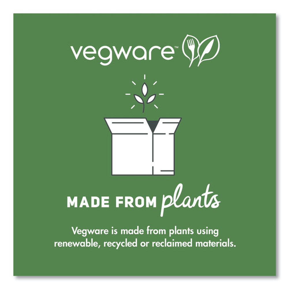 VEGWARE WHBRG83HW White Molded Fiber Clamshell Containers, Compostable, 3 Compartments, 7.9 x 7.9 x 2.9, White, Sugarcane, 200/Carton