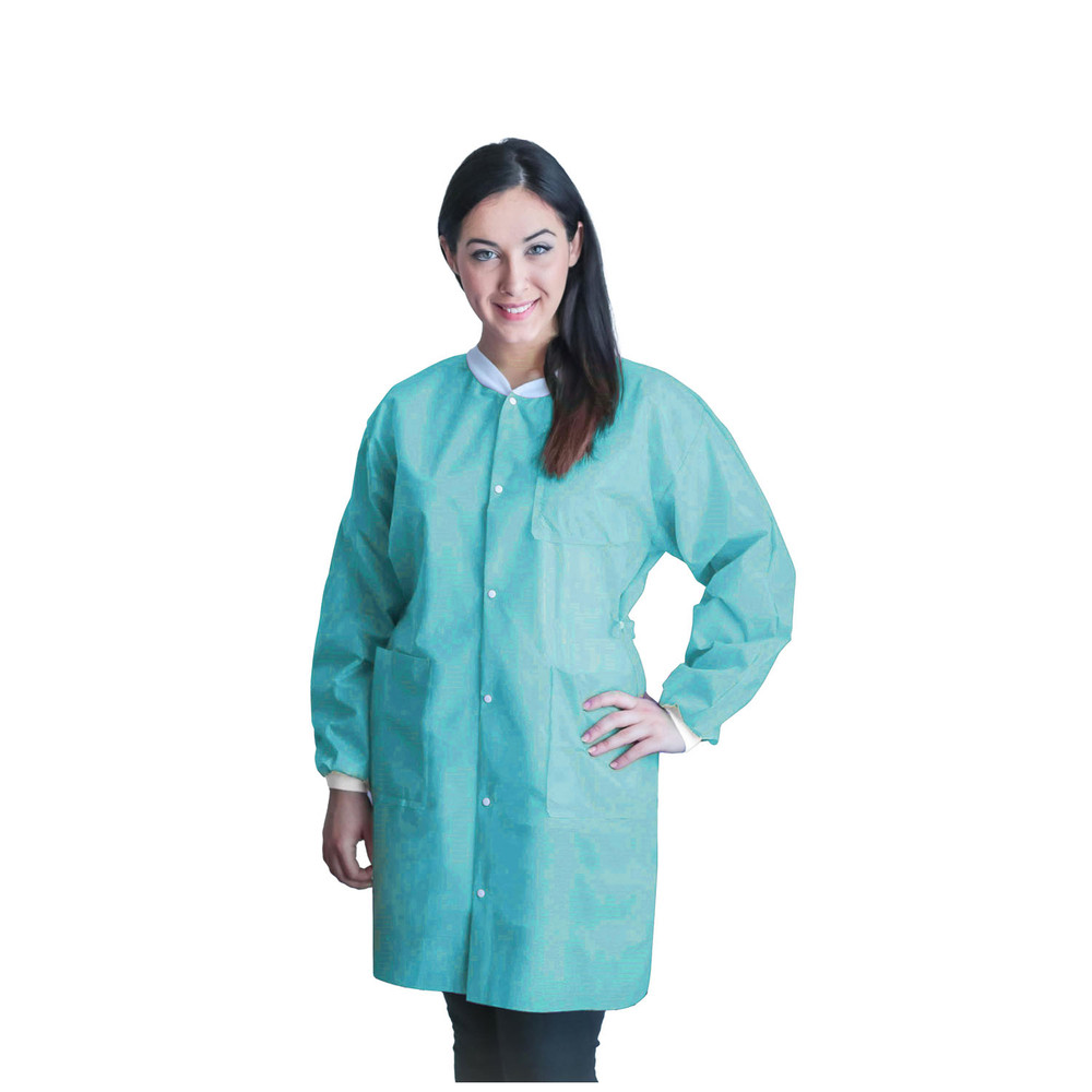 Dukal Corporation  UGC-6605-M FitMe Lab Coats, Medium, Teal/ Green, 10/bg
