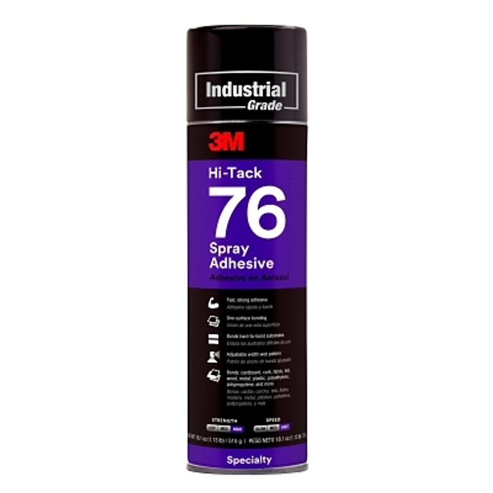3M™ Hi-Tack 76 Spray Adhesive, 18.1 oz, Aerosol Can, Clear/Amber, Contains 1,1-Difluoroethane