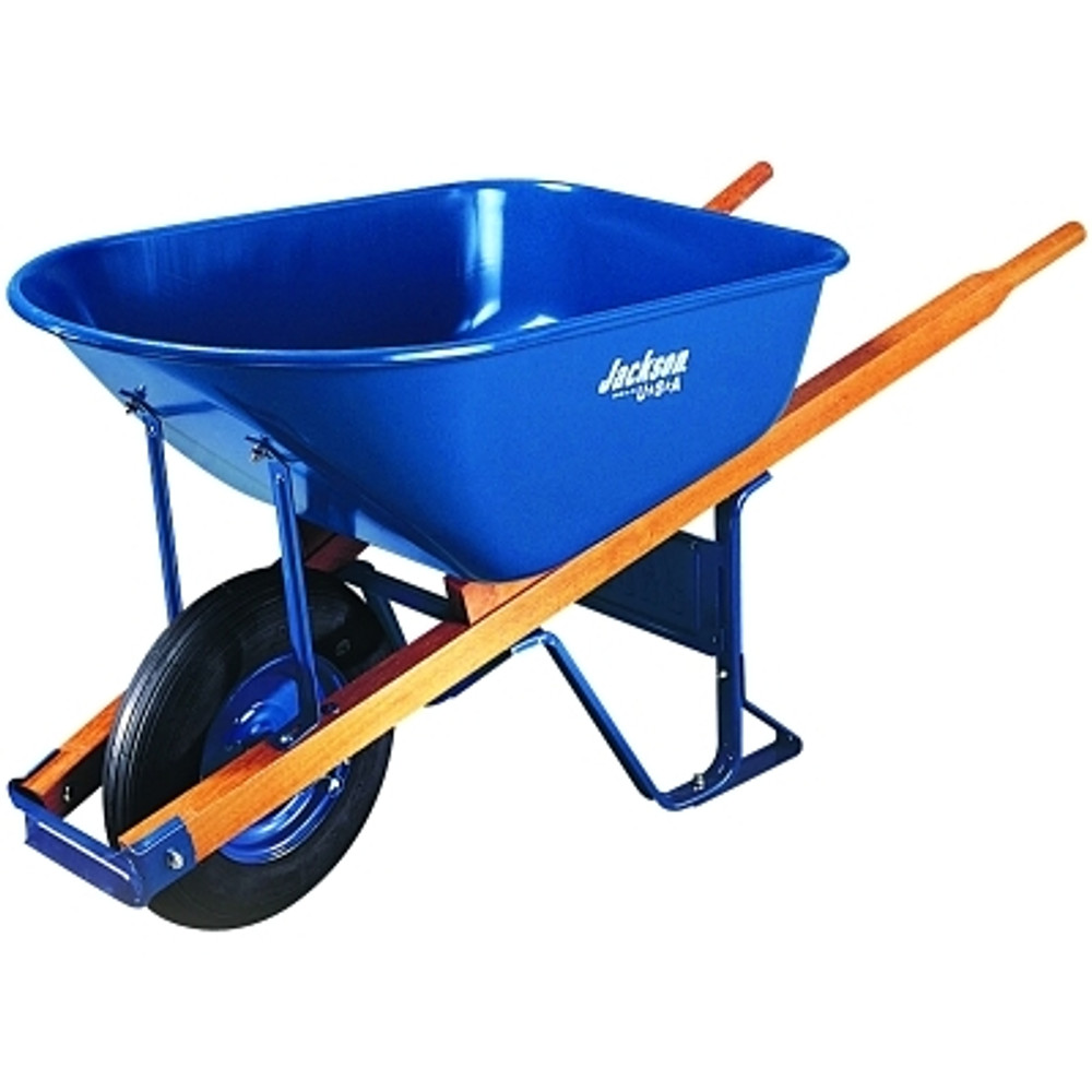 The AMES Companies, Inc. Jackson® Professional Tools M6FFBB Steel Contractors Wheelbarrow, 6 cu ft, Flat-Free Smooth, B.B., Blue