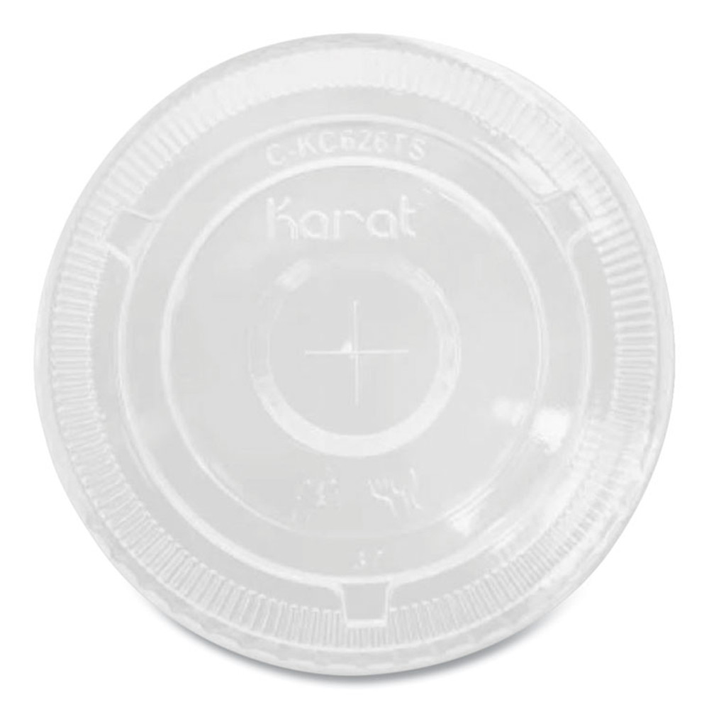 KARAT BY LOLLICUP CKC107TS PET Lids, Flat with Straw Slot, Fits 32 oz Cold Cups, Clear 500/Carton