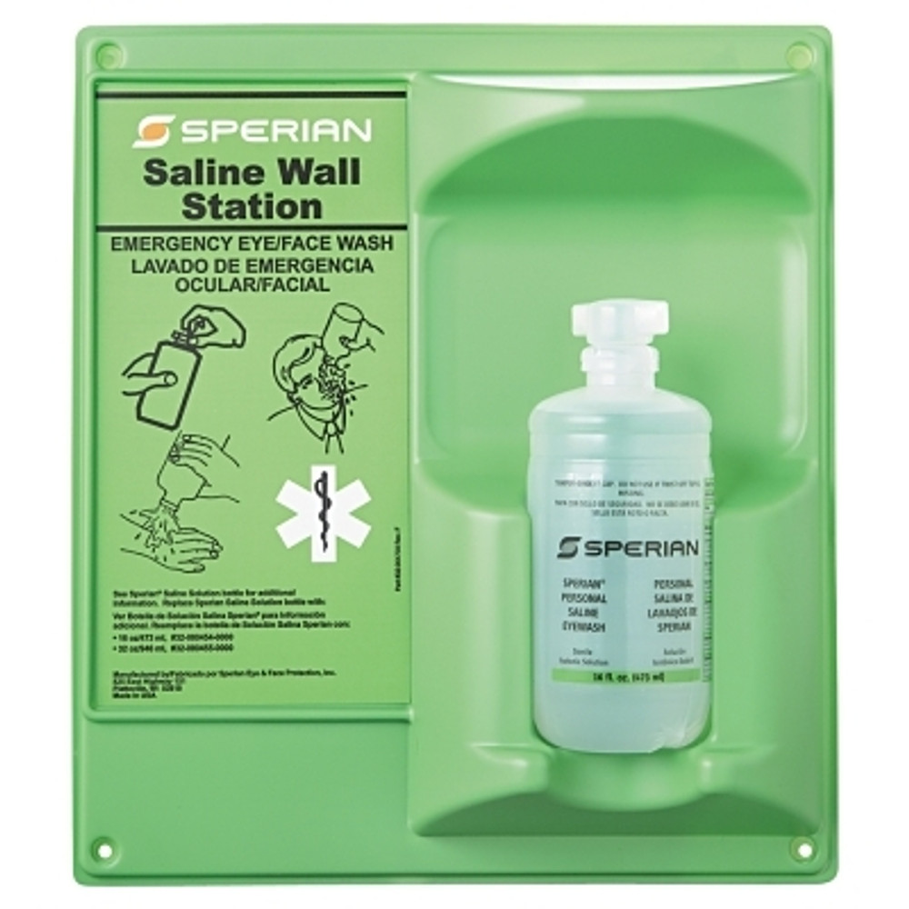 Honeywell Honeywell Eyesaline Eyewash Wall Station, 16 oz, Single Bottle