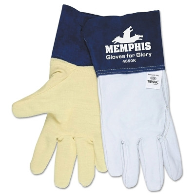 MCR Safety Blue Beast Leather Welding Gloves, With CutPro®, X-Large, Blue/White,  4.5 in cuff