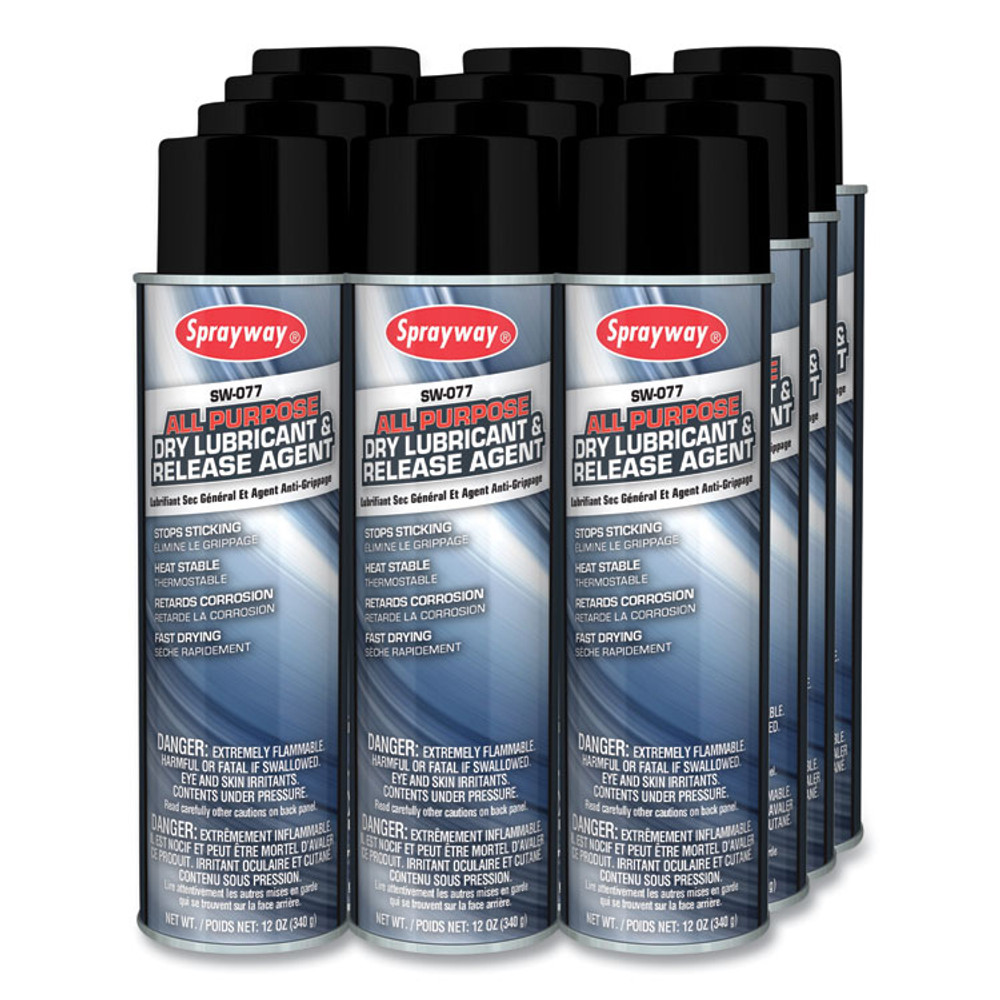 PLZ CORP Sprayway® 077 All Purpose Dry Lubricant and Release Agent, 12 oz, Dozen