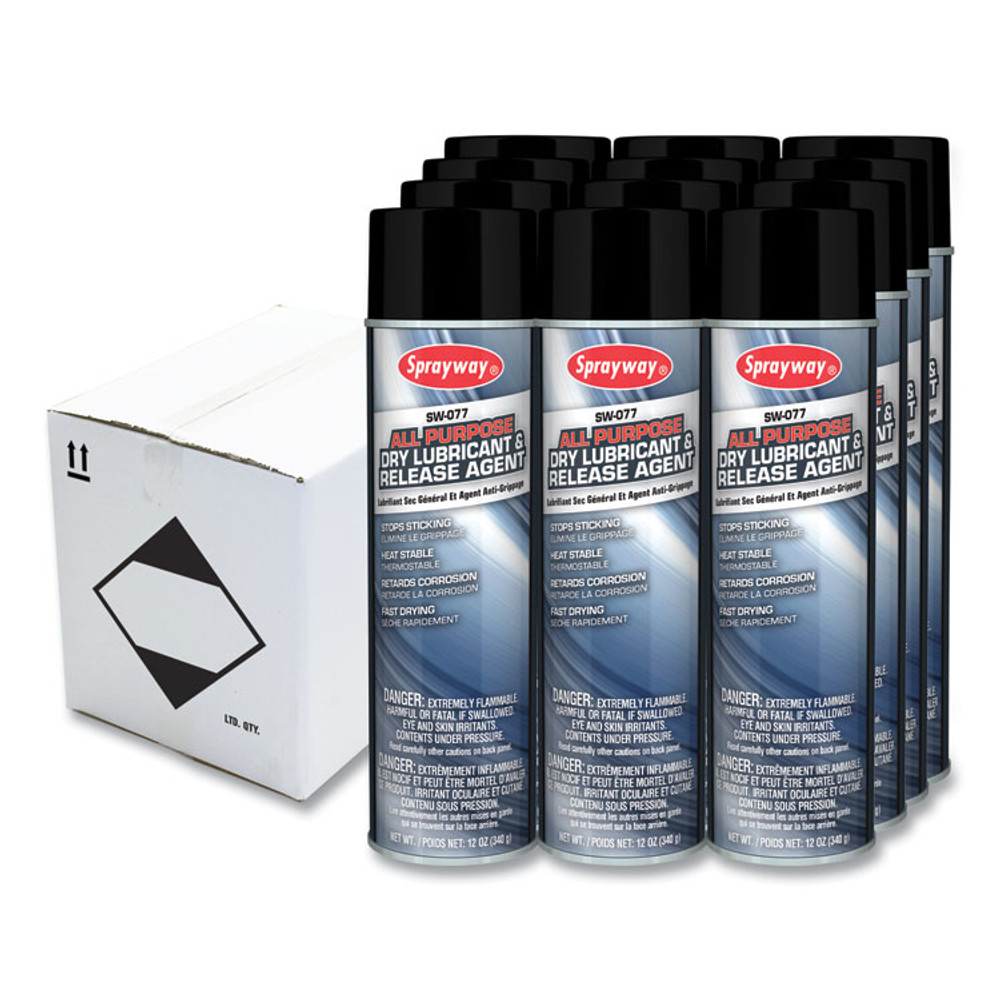 PLZ CORP Sprayway® 077 All Purpose Dry Lubricant and Release Agent, 12 oz, Dozen