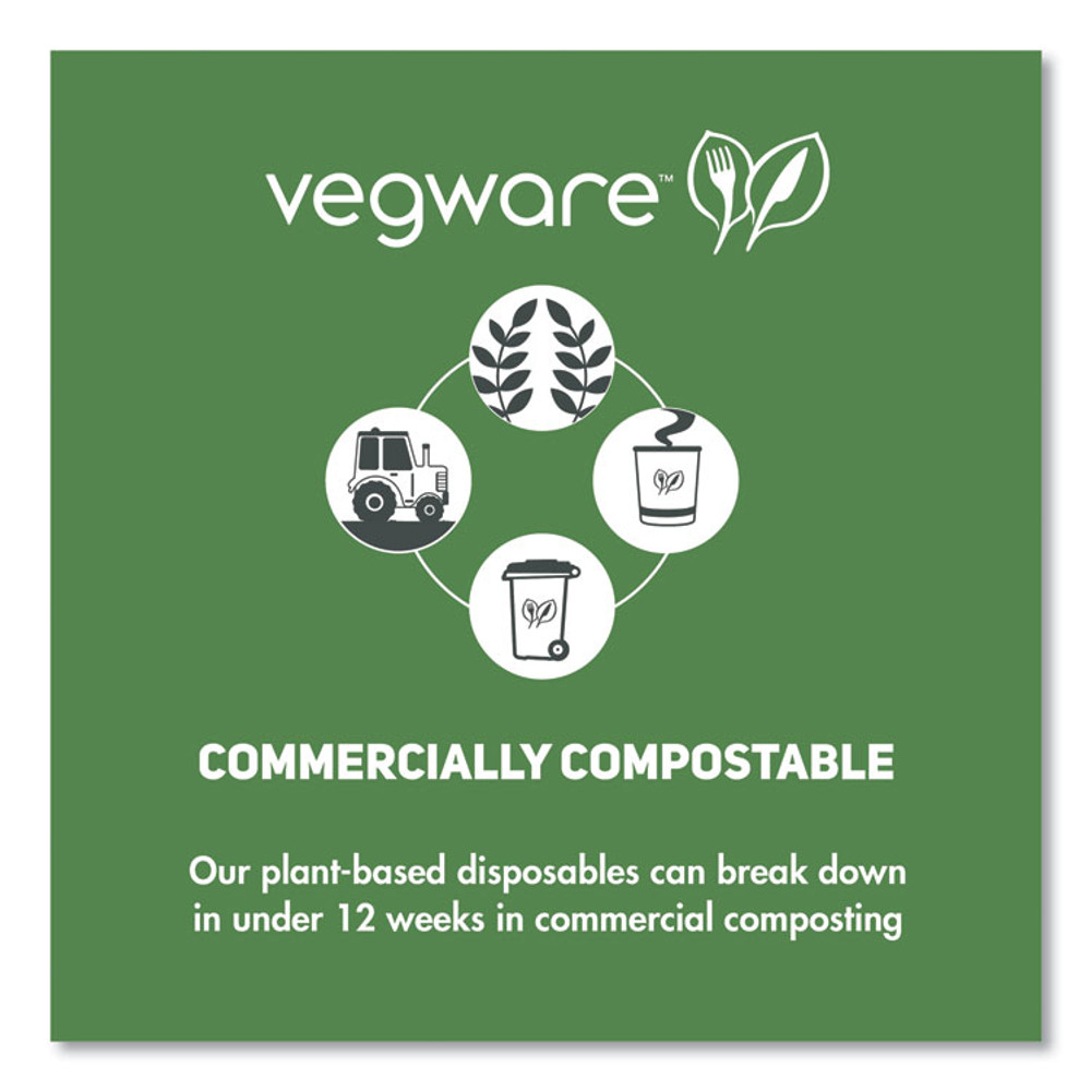 VEGWARE CFDC16 Round Deli Pots, Compostable, 16 oz, 4.6 Diameter x 3"h, Clear, Plastic, 500/Carton