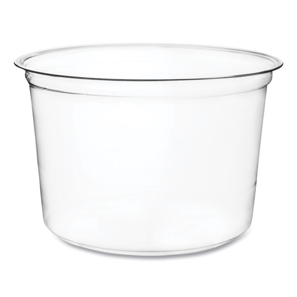 VEGWARE CFDC16 Round Deli Pots, Compostable, 16 oz, 4.6 Diameter x 3" h, Clear, Plastic, 500/Carton