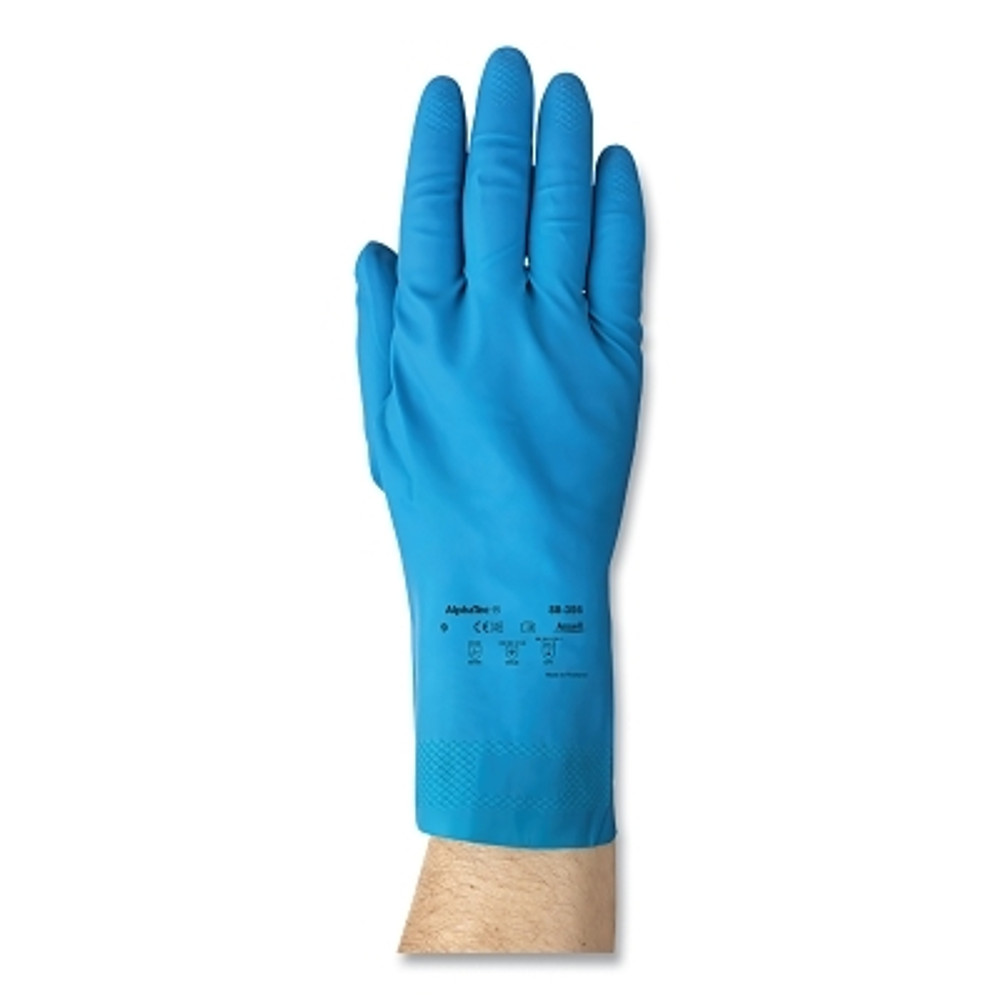 Ansell AlphaTec® 120020 88-356 Light-Duty Natural Latex Rubber Gloves, Blue, 10