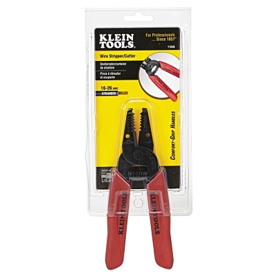 Klein Tools Standard Wire Stripper/Cutter, 6-1/4 in L, 16 AWG to 26 AWG, Red Handle