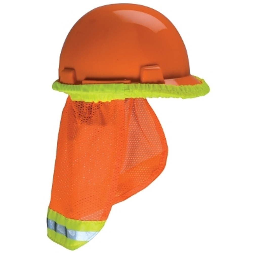 MSA SunShade Hard Hat Protector, Fits Most Hats and Caps, Orange with Reflective Stripe MSA SunShade Hard Hat Protector, Fits Most Hats and Caps, Orange with Reflective Stripe