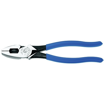 Klein Tools Lineman's High-Leverage Pliers, 9.33 in OAL, 0.781 in Side Cutting Length, Plastic-Dipped Handles