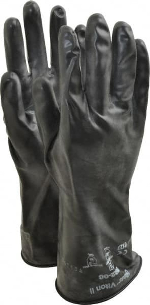 SHOWA 892-08 Chemical Resistant Gloves: Medium, 12 mil Thick, Viton, Unsupported