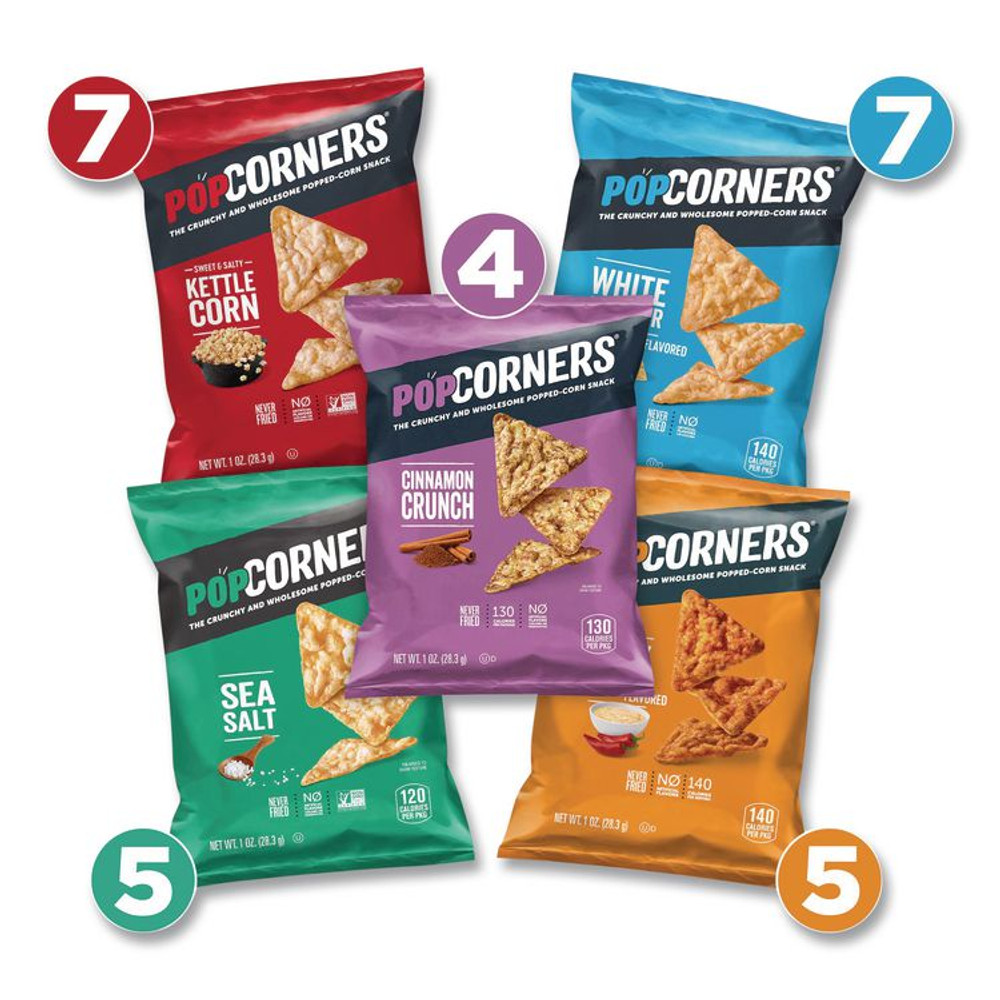 PEPSICO PopCorners® 22002179 Popped Corn Chips Snacks Variety Pack, Assorted Flavors, 1 oz Bag, 28/Pack