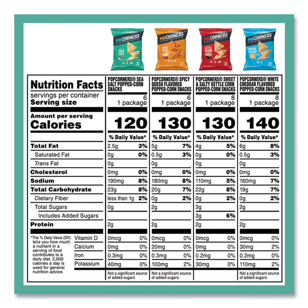PEPSICO PopCorners® 22002179 Popped Corn Chips Snacks Variety Pack, Assorted Flavors, 1 oz Bag, 28/Pack