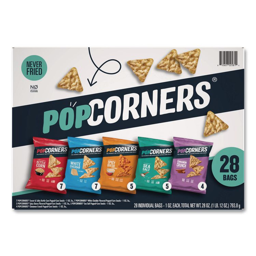 PEPSICO PopCorners® 22002179 Popped Corn Chips Snacks Variety Pack, Assorted Flavors, 1 oz Bag, 28/Pack