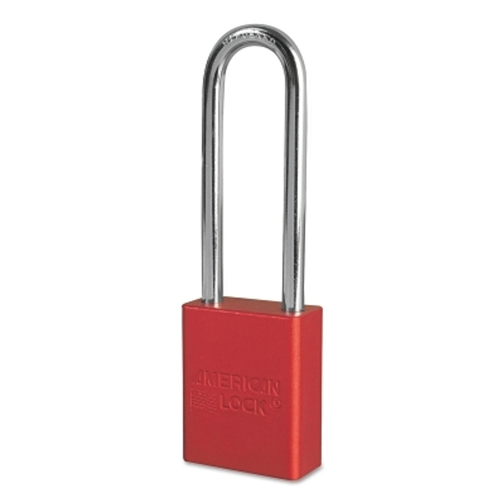 American Lock® Solid Aluminum Padlocks, 1/4 in Dia, 3 in L X 3/4 in W, Red